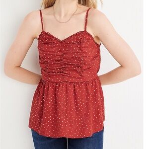 Maurices Polka Dot Ruched Peplum Tank Top